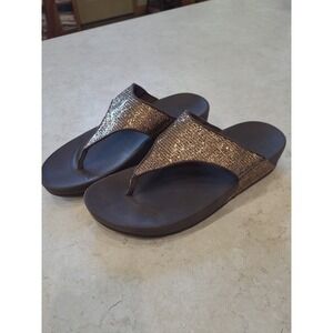 FitFlop Electra Bronze Women SZ 10 sandal comfort flip flop embellished‎ bling